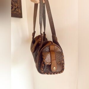 Y2K vintage brown snakeskin Satchel Shoulder Bag